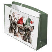French Bulldog Rentierhunde Große Geschenktüte (Rückseite Schrägansicht)