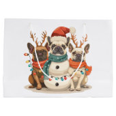 French Bulldog Rentierhunde Große Geschenktüte (Rückseite)