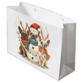 French Bulldog Rentierhunde Große Geschenktüte (Rückseite Schrägansicht)