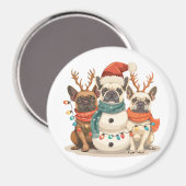 French Bulldog Rentierhunde Magnet (Vorderseite/Rückseite)