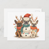 French Bulldog Rentierhunde Postkarte (Vorne/Hinten)