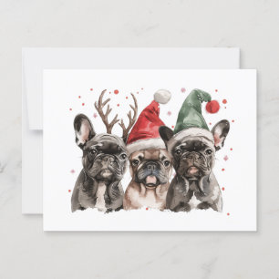 French Bulldog Rentierhunde Postkarte