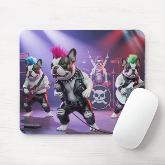 French Bulldog Rockers Mousepad (Mit Mouse)