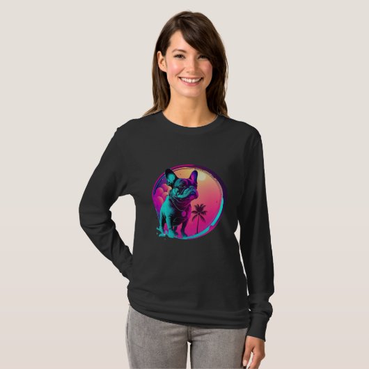 French Bulldog s Synthwave Dreamscape T-Shirt (Vorne ganz)