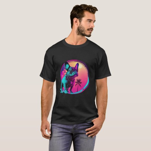 French Bulldog s Synthwave Dreamscape T-Shirt (Vorne ganz)