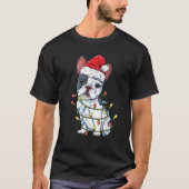 French Bulldog Santa Christmas Tree Lights Xmas Gi T-Shirt (Vorderseite)