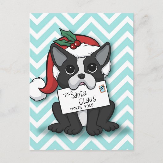 French bulldog Santa Claus Holiday Postkarte (Vorderseite)