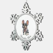 French Bulldog Schneeflocken Zinn-Ornament (Rechts)