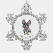 French Bulldog Schneeflocken Zinn-Ornament (Vorderseite)