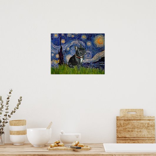 French Bulldog (schwarz 11) - Starry Night Poster (Küche)