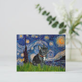 French Bulldog (schwarz 11) - Starry Night Postkarte (Stehend Vorderseite)
