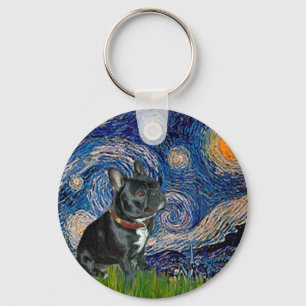 French Bulldog (schwarz 11) - Starry Night Schlüsselanhänger