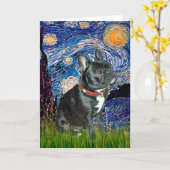 French Bulldog (schwarz 11) - Starry Night (vert) Karte (Gelbe Blume)