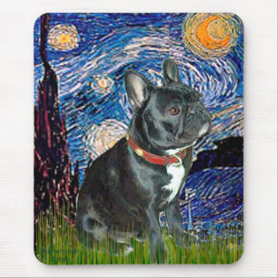 French Bulldog (schwarz 11) - Starry Night (vert) Mousepad