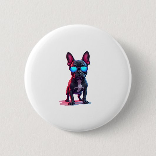French Bulldog SciFi mit Cooler Sonnenbrille Button (Vorderseite)