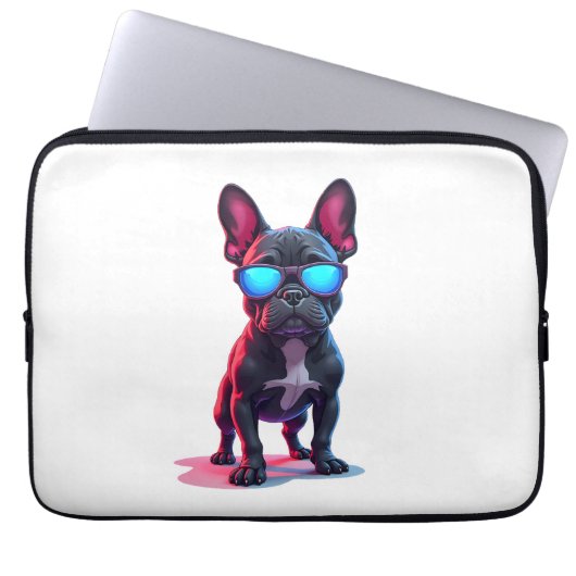 French Bulldog SciFi mit Cooler Sonnenbrille Laptopschutzhülle (Vorderseite)