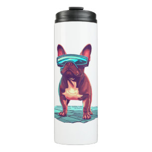 French Bulldog SciFi mit Cooler Sonnenbrille Thermosbecher