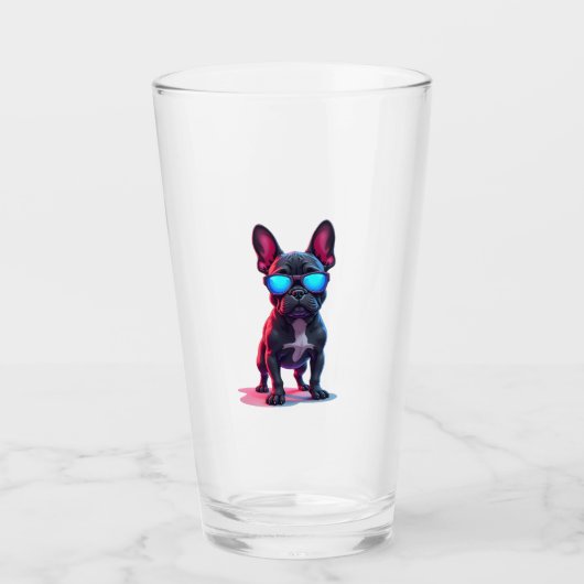 French Bulldog SciFi Wearing Cool Sunglasses Glas (Vorderseite)