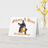 French Bulldog Shares A Beer Karte (Gelbe Blume)