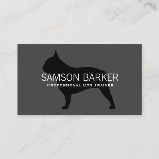 French Bulldog Silhouette Black on Grey Dog Lover Visitenkarte (Vorderseite)
