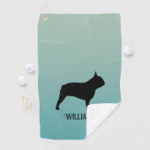 French Bulldog Silhouette Individuelle Name Golfhandtuch (Insitu)