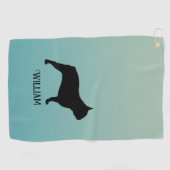 French Bulldog Silhouette Individuelle Name Golfhandtuch (Horizontal)