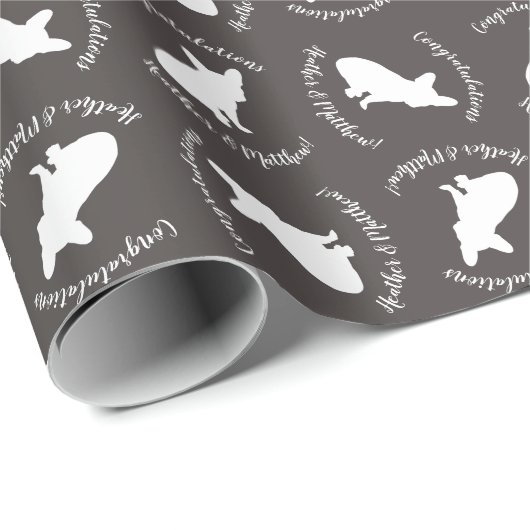 French Bulldog Silhouette Party Geschenkpapier (Rolleneckpunkt)