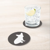 French Bulldog Silhouette Party Runder Pappuntersetzer (Vor Ort)