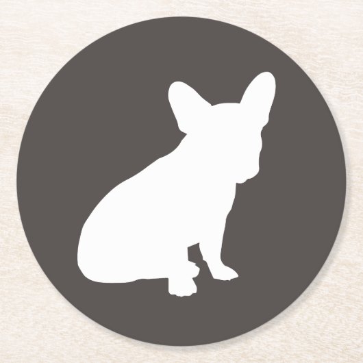 French Bulldog Silhouette Party Runder Pappuntersetzer (Vorderseite)