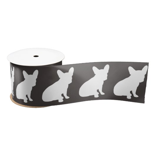 French Bulldog Silhouette Party Satinband (Spule)
