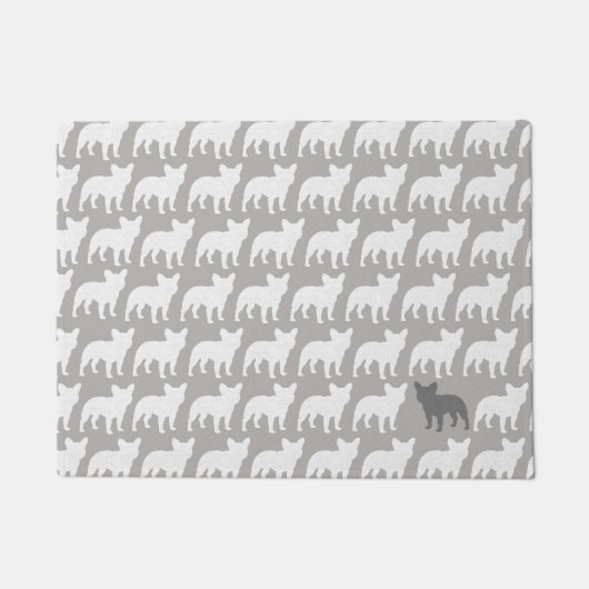 French Bulldog Silhouetten Pattern | Fun Frenchies Fußmatte (Vorderseite)