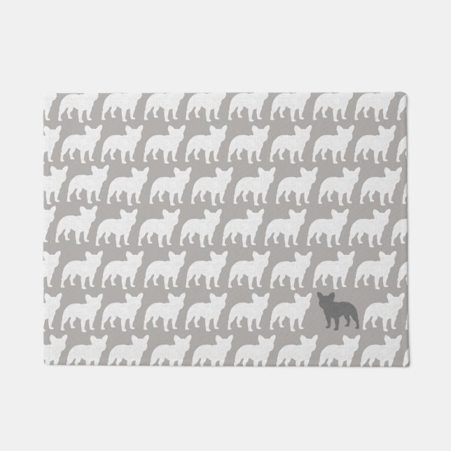 French Bulldog Silhouetten Pattern | Fun Frenchies Fußmatte (Vorderseite)