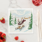 French Bulldog Sledding, Napkins Serviette (Beispiel)