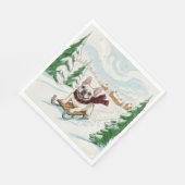 French Bulldog Sledding, Napkins Serviette (Ecke)