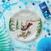 French Bulldog Sledding, Paper Plates Pappteller (Party)