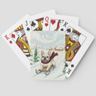 French Bulldog Sledding, Playing Cards Spielkarten