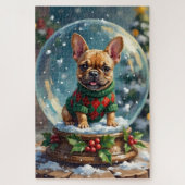 French Bulldog Snow Globe Christmas Sweater Puzzle (Vertikal)