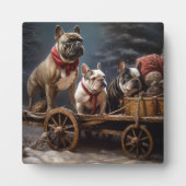 French Bulldog Snowy Sleigh Weihnachtsdekor Fotoplatte (Vorderseite)
