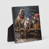 French Bulldog Snowy Sleigh Weihnachtsdekor Fotoplatte (Vorderseite)