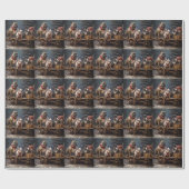 French Bulldog Snowy Sleigh Weihnachtsdekor Geschenkpapier (Flach)