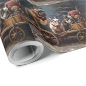 French Bulldog Snowy Sleigh Weihnachtsdekor Geschenkpapier (Rolleneckpunkt)