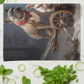 French Bulldog Snowy Sleigh Weihnachtsdekor Geschirrtuch (Gefaltet)