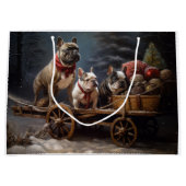 French Bulldog Snowy Sleigh Weihnachtsdekor Große Geschenktüte (Vorderseite)