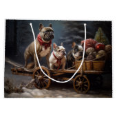 French Bulldog Snowy Sleigh Weihnachtsdekor Große Geschenktüte (Rückseite)