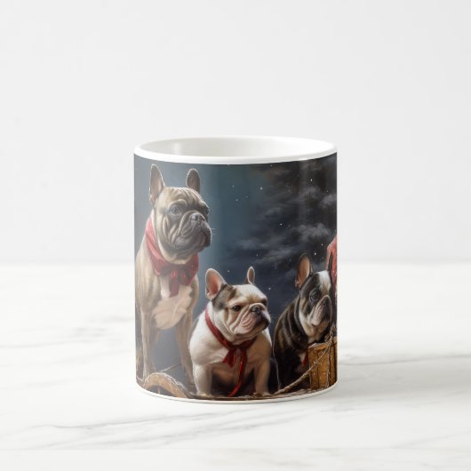 French Bulldog Snowy Sleigh Weihnachtsdekor Kaffeetasse (Mittel)