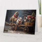 French Bulldog Snowy Sleigh Weihnachtsdekor Karte (Vorderseite)