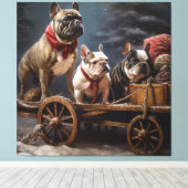 French Bulldog Snowy Sleigh Weihnachtsdekor Leinwanddruck (Insitu (Holzboden))