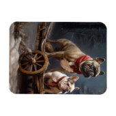 French Bulldog Snowy Sleigh Weihnachtsdekor Magnet (Horizontal)