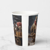 French Bulldog Snowy Sleigh Weihnachtsdekor Pappbecher (Rechts)