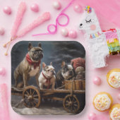 French Bulldog Snowy Sleigh Weihnachtsdekor Pappteller (Party)